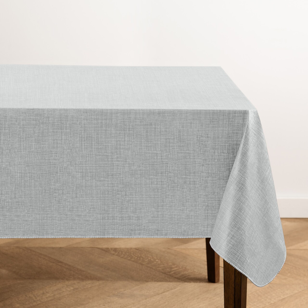 Threadmade Home Monterey Linen Texture Vinyl Indoor/Outdoor Tablecloth, Gray - 60"W x 102"L